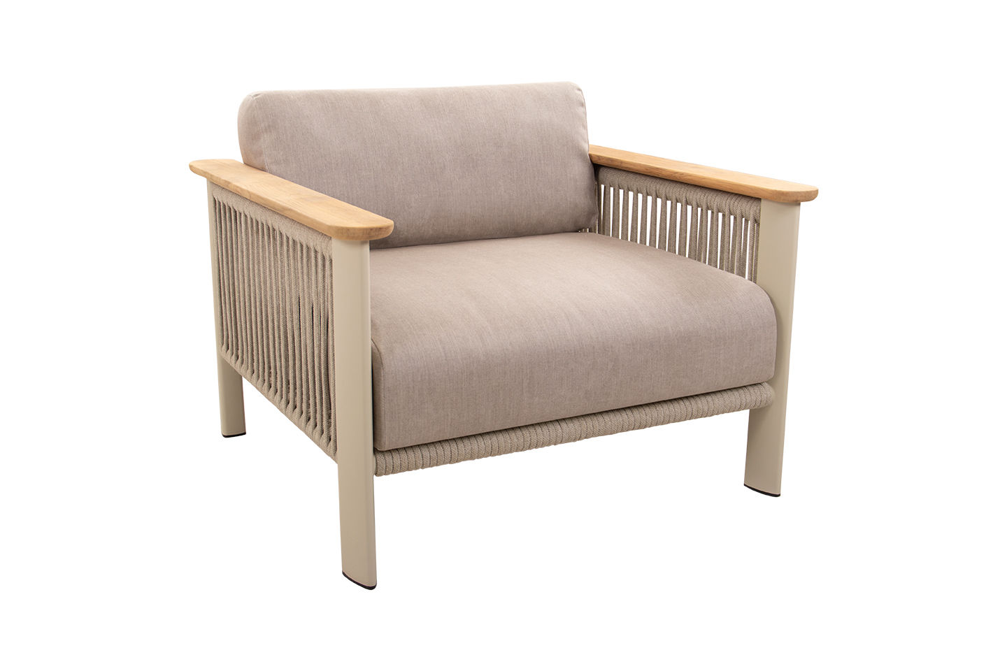 Carla Alu Lounge Chair, Coated Linen, Linen Wide Rope, Frame Only